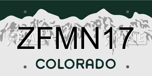 ZFMN17 Colorado License Plate