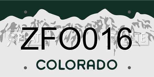 ZFO016 Colorado License Plate