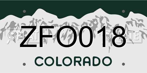 ZFO018 Colorado License Plate