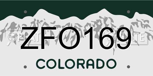 ZFO169 Colorado License Plate