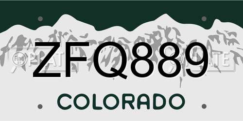 ZFQ889 Colorado License Plate
