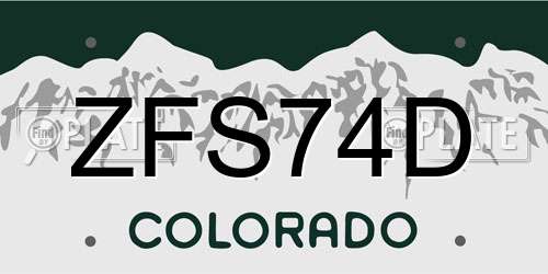 ZFS74D Colorado License Plate