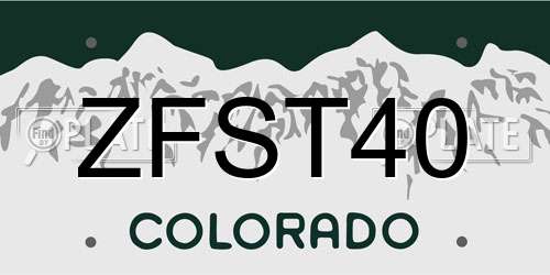 ZFST40 Colorado License Plate