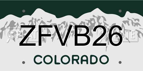 ZFVB26 Colorado License Plate