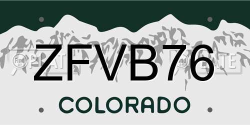 ZFVB76 Colorado License Plate