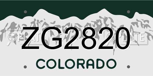 ZG2820 Colorado License Plate