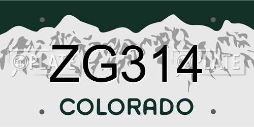 ZG314 Colorado License Plate