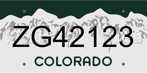 ZG42123 Colorado License Plate