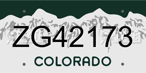 ZG42173 Colorado License Plate