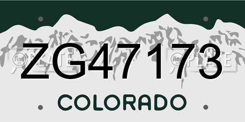 ZG47173 Colorado License Plate