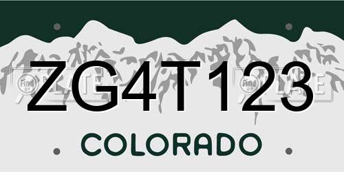 ZG4T123 Colorado License Plate
