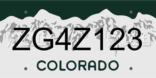 ZG4Z123 Colorado License Plate