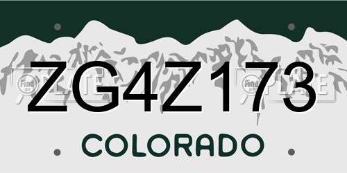 ZG4Z173 Colorado License Plate