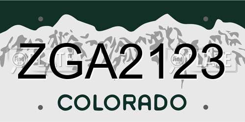 ZGA2123 Colorado License Plate