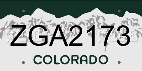 ZGA2173 Colorado License Plate
