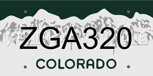 ZGA320 Colorado License Plate