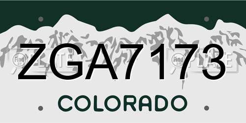 ZGA7173 Colorado License Plate