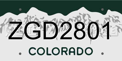 ZGD2801 Colorado License Plate