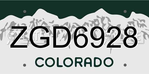 ZGD6928 Colorado License Plate