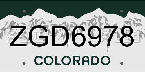 ZGD6978 Colorado License Plate