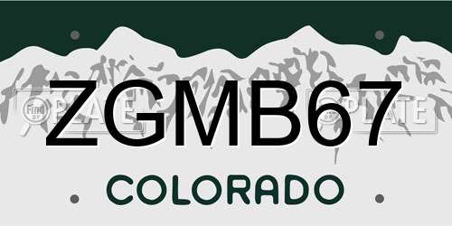 ZGMB67 Colorado License Plate