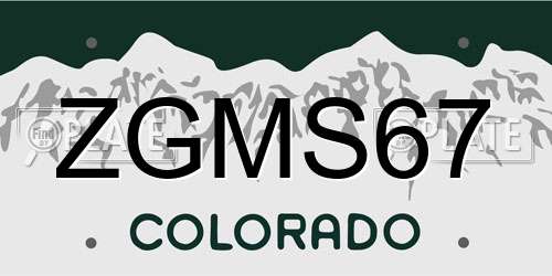 ZGMS67 Colorado License Plate