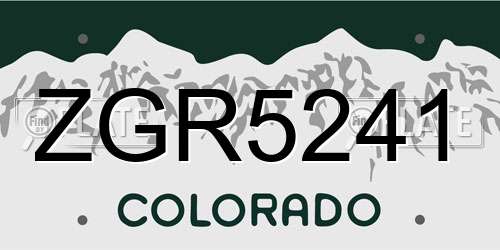 ZGR5241 Colorado License Plate