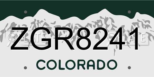 ZGR8241 Colorado License Plate