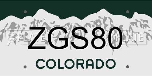 ZGS80 Colorado License Plate