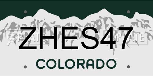 ZHES47 Colorado License Plate