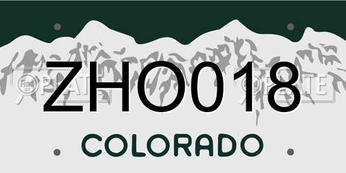 ZHO018 Colorado License Plate