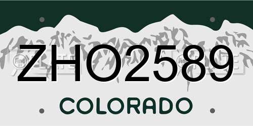 ZHO2589 Colorado License Plate