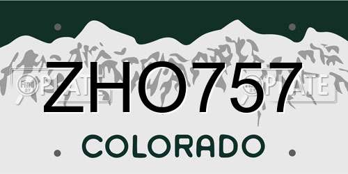ZHO757 Colorado License Plate