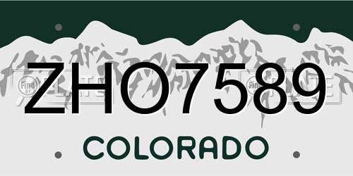 ZHO7589 Colorado License Plate
