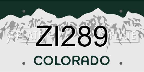 ZI289 Colorado License Plate