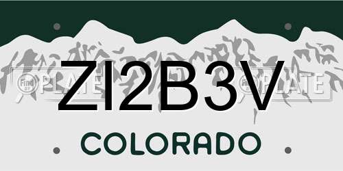 ZI2B3V Colorado License Plate