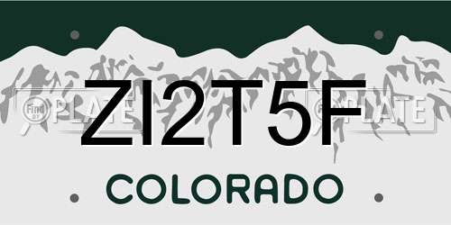 ZI2T5F Colorado License Plate