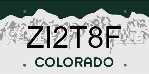 ZI2T8F Colorado License Plate
