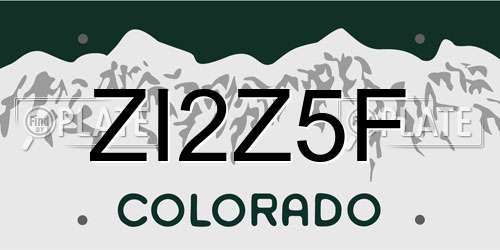 ZI2Z5F Colorado License Plate