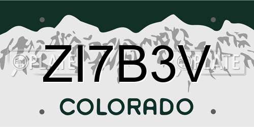 ZI7B3V Colorado License Plate