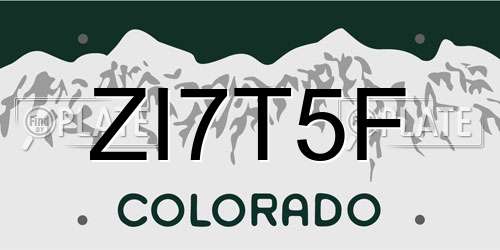 ZI7T5F Colorado License Plate