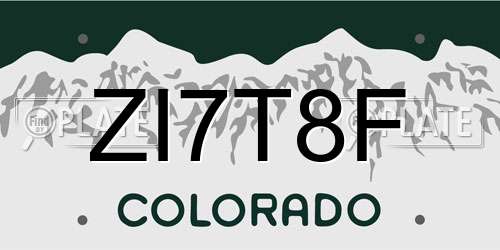 ZI7T8F Colorado License Plate