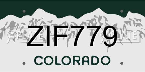 ZIF779 Colorado License Plate