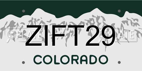 ZIFT29 Colorado License Plate