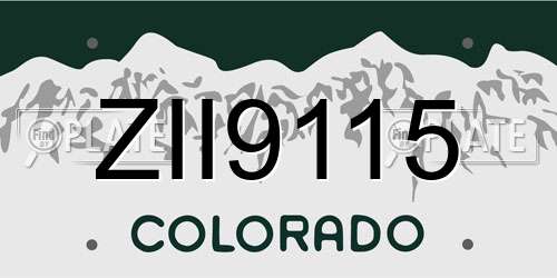 ZII9115 Colorado License Plate