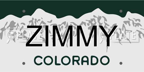 ZIMMY Colorado License Plate