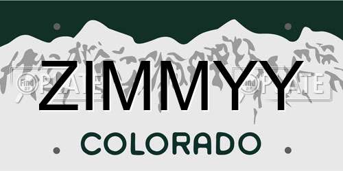 ZIMMYY Colorado License Plate