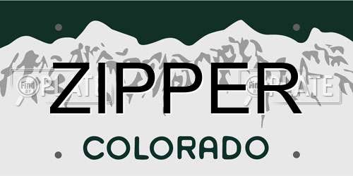 ZIPPER Colorado License Plate