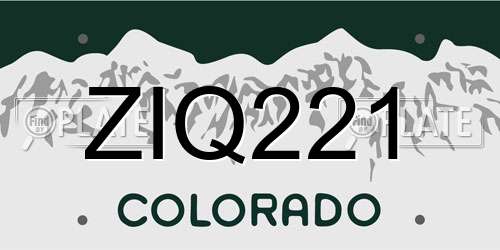 ZIQ221 Colorado License Plate