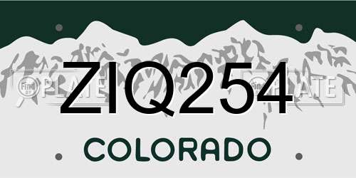 ZIQ254 Colorado License Plate
